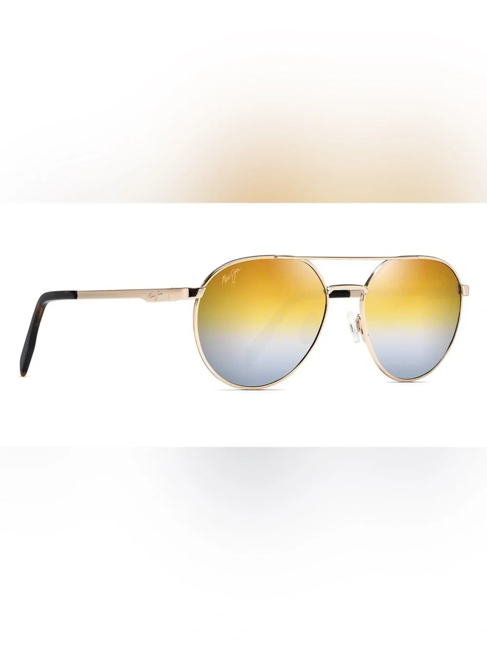 Maui Jim Waterfront Sunglasses — Gold Frame with Blue-Yellow Gradient Lenses